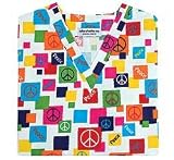 Natural Uniforms Assorted Peace Sign Print V-Neck Scrub Tops (XS-3X)
