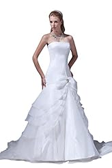 Beaded Organza/Satin Corset   Waistline Mermaid Wedding Dress 