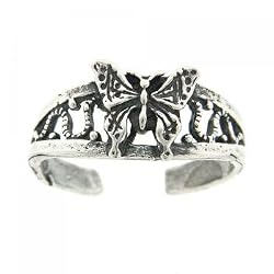 Adjustable Sterling Silver Ladies Butterfly Toe Ring