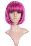 Stunning 2-tone Pink and Purple bob style wig straight with fringe by Wonderland Wigs