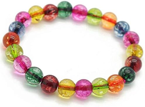 Blucoo Women's Color Tourmaline Crystal 8mm Beads Bracelet