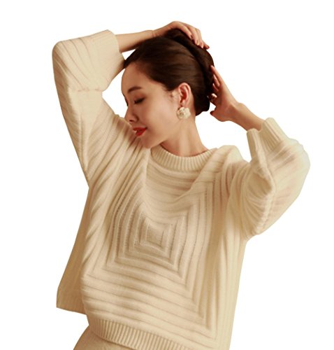 【 UN ANANAS 】 トップス 迷路 模様 ニット スタイリッシュ レディース 韓国 スタイル 全４色 白 ホワイト ネイビー パープル ブルー