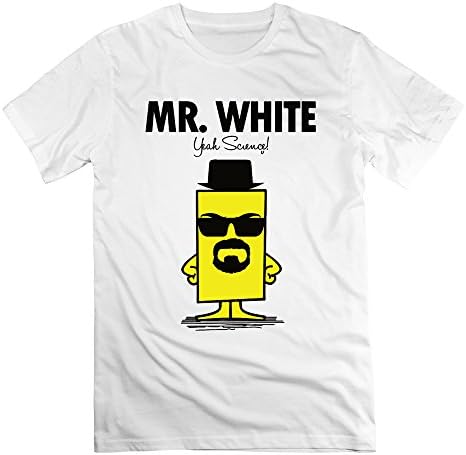 Men Color Yellow Funny Beard Animated Mr. White Crew Neck T-Shirt