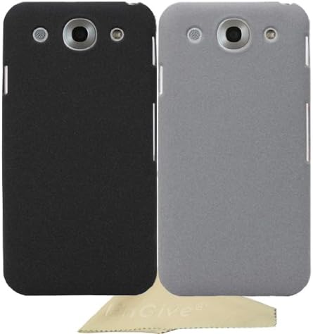 EnGive 2 in 1 Bundle Slim Snap-on Fit Matte Quicksand Hard Cover Case Shell for LG Optimus G Pro with Cleaning Cloth (Black/Grey)