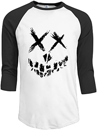 Logon Men's Squad Smile Customized 100% Cotton 3/4 Sleeve Raglan Crew-Neck Summer T-Shirts Black XXL