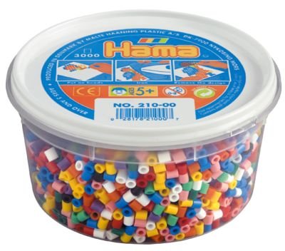 Childrens Toyshop  Toys : Hama Beads 3,000 Beads in a Tub - Solid Mix