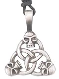 Skull Chain Trinity Skulls Pewter Pendant Necklace