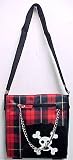 Red Plaid Punk Skull Purse Handbag Tartan Rockabilly