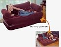 Flocked inflatable air mattress and sofa combination with electric air pump