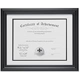 Lawrence Frames Dual Use 11 by 14-Inch Certificate Picture Frame with Double Bevel Cut Matting for 8.5 by 11-Inch Document, Black