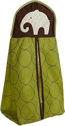 Carter's Green Elephant Diaper Stacker, Green/Choc, 26 X 12.5"