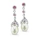 10k White Gold Natural Diamond Pink Tourmaline and Pearl Earrings
