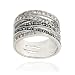 Sterling Silver 6-Row Marcasite and Crystal Ring, Size 7