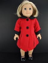 Beautiful Red Coat with Black Trim Designed for 18 Inch Doll Like the American Girl Dolls