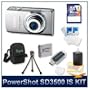 Canon PowerShot SD3500 IS Digital ELPH Camera (Silver) 4192B001, 14.1 Megapixel, 3.5" Touch Panel LCD, 5x 24-120mm Equivalent UA Zoom Lens, DIGIC 4 Image Processor, 8 GB Memory Card, Reader, Tripod, Deluxe DigPro Case, and Lens Cleaner