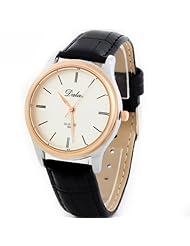 2013newestseller Fashion Mens Womens Simple Style Watch Black-faced White Belt