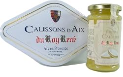 Confiserie du Roy Rene Calissons Sampler set: Calissons in gift box and one jar of Creme de Calissons (Marzipan Cream)