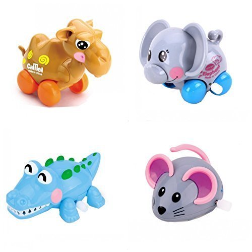 4pcs/Lot Wind Up Toy Wind-Up Animal for Baby, Toddler and Kid (Camel + Elephant + Crocodile + Mouse)