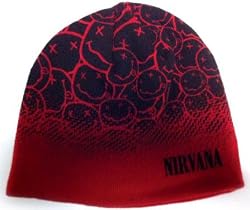 NIRVANA SMILES HAT - OFFICIAL NIRVANA BEANIE CAP - NIRVANA PULLOVER HAT UNISEX OSFA