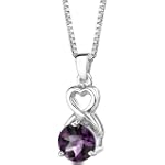 SAVE $59.98 - Magical Romance: Sterling Silver 1.75 carats Round Shape Checkerboard Cut Amethyst Pendant with 18 inch Silver Necklace and Free Shipping $29.99