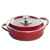 Nordic Ware Pro Cast Traditions Enameled Braiser Pan with Cover, Cranberry, 10-Inch