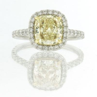 2.66ct Fancy Yellow Cushion Cut Diamond Engagement 