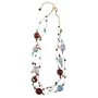 Thin Silk Turquoise Brown on Gold Chain Necklace Fashion Jewelry