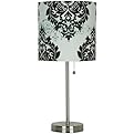 Stick Lamp - Black and White Damask