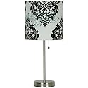 Stick Lamp - Black and White Damask