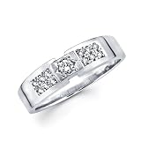 14K White Gold Round Diamond Men's Couple Wedding Ring Band (1/4 ctw., GH Color, SI Clarity)