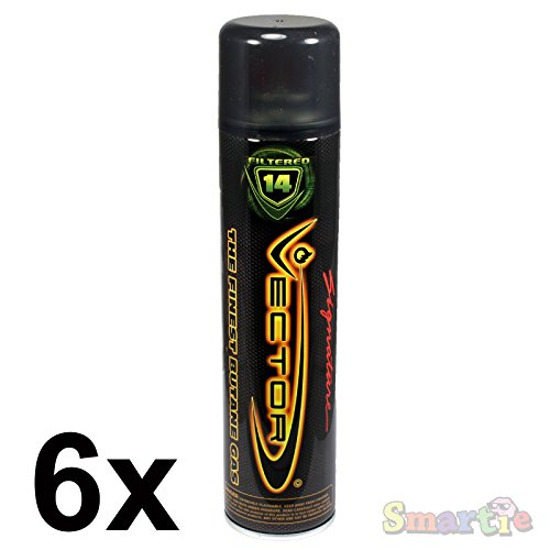 Vector 14x Jumbo 447mL Premium Refined Butane Gas Fuel Refill (6 Cans, Green)