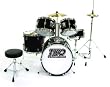 TKO 5-Piece Complete Kids/Children's Junior Drum Set - BLACK
