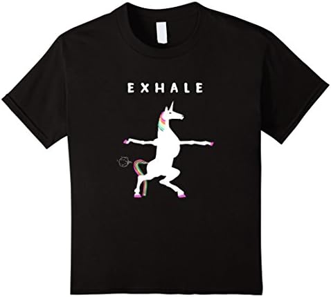 Kids Exhale T shirt / Unicorn With Rainbow Yoga funny Shirt 4 Black