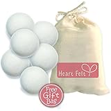 Six Wool Dryer Balls By Heart Felt - The BEST RATED Dryer Ball Brand on Amazon! 100% Pure Organic Wool to the Core ~ Perfect for Cloth Diapers ~ Perfect Gift Idea!