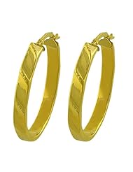 14 Karat Yellow Gold 4x23x30-mm Oval Station Hoop Earrings