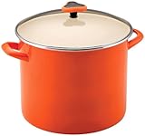 Rachael Ray Enamel On Steel 12-Quart Stockpot, Orange