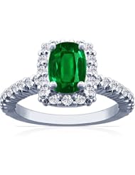 Platinum Cushion Cut Emerald Ring With Sidestones (GIA Certificate)