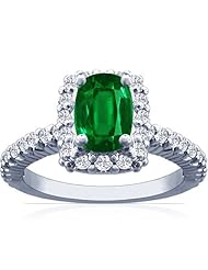 18K White Gold Cushion Cut Emerald Ring With Sidestones (GIA Certificate)