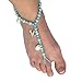 Blue Barefoot Sandals Beach Wedding Beaded Anklet with Starfish and Real Seashells - Set of 2