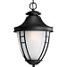 Progress Lighting P5547-31EB One-Light Etched Glass Hanging Lantern with Photocell and 120 Normal Power Factor Electronic Ballast, Textured Black