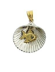 CleverEves 14K Gold Pendant Two Tone Shell with Fish 11.7 - Gram(s)
