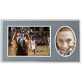 Player/Team 7x5/3x5 Gray MEMORY MATES Cardstock double photo frame w/ white border sold in 10's - 5x7