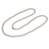 14k Yellow Gold White Freshwater Cultured Pearl AA Grade 6.5x7mm Necklace, 30