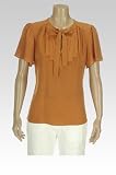 Petite Pleat Detail Bow Blouse