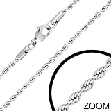 N166 2.3mm Stainless Steel Twisted Solid Rope Link Lobster Claw Clasp Chain Necklace