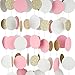 MerryNine Paper Garland, 5 Pack 50ft Glitter Paper Garland Circle Dots Hanging Decor, Paper Banner for Baby Shower, Birthday, Nursery Party Decor(Circle Polka Dots-Pink White Gold-50 Feet)
