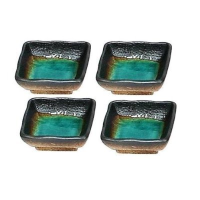Set of Four Green Kosui 2 3/4 Inch Square Soy Sauce/ Dipping Bowls, Garden, Lawn, Maintenance
