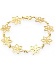 24K Gold-Plated Sterling Flat Flower Link Bracelet -7.5 Inches