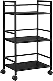 Altra Marshall 3 Shelf Metal Rolling Utility Cart, Black