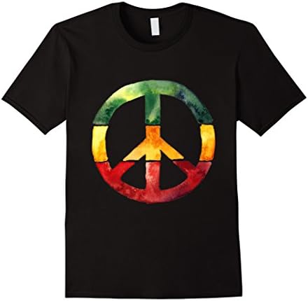 Men's Peace Sign T Shirt Black Rasta Reggae Love Tee Men's Womens XL Black